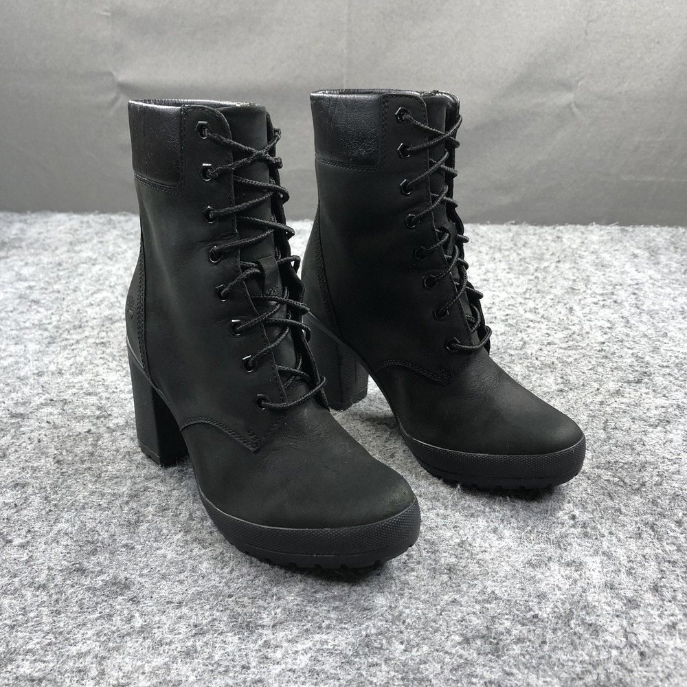 Timberland Women's size 6 Allington Mid Lace-Up Heeled Boot in Black Nubuck